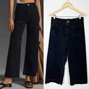 Pilcro by Anthripologie Womens The Skipper Wide Leg Crop Jeans Washed Black 31P
